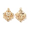 Brass Micro Pave Cubic Zirconia Chandelier Compomnent Links, Flower Connectors, Cadmium Free & Nickel Free & Lead Free, Real 18K Gold Plated, 19.5x14.5x3.5mm, Hole: 1.2mm