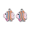 304 Stainless Steel Pendants, with Enamel, Fish Charm, Stainless Steel Color, 16x13x1.5mm, Hole: 1.8mm