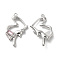 Alloy Pendant, with Glass, Platinum, Lead Free & Cadmium Free, Heart Charm, Misty Rose, 33.5x20x5.5mm, Hole: 1.4mm