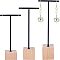 FINGERINSPIRE Black Metal 3 Pcs T Bar Earring Display Stand with Wooden Base Jewelry Holders Hanging Jewelry Organizer for Store Retail Photography Props【Black- Square Base, 14.5&12.5&10cm Height】