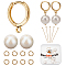 DIY Pearl Earring Making Kits, Including Natural Pearl Beads, Brass Hoop Earring Findings & Pins, 304 Stainless Steel Jump Rings, Golden, 24pcs/box