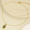 304 Stainless Steel Pave Natural Paua Shell Lace Edged Oval Pendant Necklaces Simple High-end Design, Golden, Pendant: 2.3x1.4cm