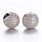 Brass Micro Pave Cubic Zirconia Beads, Round, Platinum, 10mm, Hole: 2mm