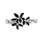 Brass Micro Pave Clear Cubic Zirconia Fold Over Clasps, Cadmium Free & Nickel Free & Lead Free, with Enamel, Flower, Platinum, 45x25mm