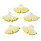 Natural Freshwater Shell Pendants, Dyed, Ginkgo Leaf, Pale Goldenrod, 12x17.5x2mm, Hole: 1.2mm