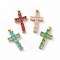 Brass Micro Pave Clear Cubic Zirconia Pendants, Cadmium Free & Lead Free, Cross, Religion, Mixed Color, 32.5x18x5.5mm, Hole: 3.5x5mm