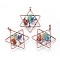 Natural & Synthetic Mixed Gemstone Chakra Big Pendants, with Brass Findings, for Jewish, Star of David, Red Copper, 52x43x6mm