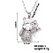 Brass Clear Cubic Zirconia Shiny 3D Bear Pendant Necklaces, Platinum, 15.75 inch(40cm)