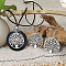 Ethnic Style Alloy & Wood Pendant Necklaces & Dangle Earrings Sets, Flat Round with Tree of Life, Platinum, 58x37mm