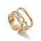 Ion Plating(IP) 304 Stainless Steel Cuff Rings, Hollow Out Chain Element Wide Band Ring for Women, Real 14K Gold Plated, 11.8mm, Inner Diameter: 17mm