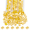 210~240Pcs Glass Seed Beads, 2-Hole, Rectangle, Gold, 5x4.5~5.5x2~2.5mm, Hole: 0.5~0.8mm