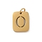 304 Stainless Steel Charms, with Jump Ring, Golden, Rectangle with Letter Charm, Letter O, 12.5x9.5x1.5mm, Hole: 3mm