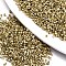 11/0 Grade A Glass Seed Beads, Cylinder, Uniform Seed Bead Size, Metallic Colours, Light Khaki, 1.5x1mm, Hole: 0.5mm, about 20000pcs/bag