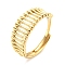304 Stainless Steel Hollow Adjustable Ring for Women, Real 14K Gold Plated, US Size 8 1/2(18.5mm)