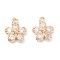 Rack Plating Brass Cubic Zirconia Charms, Long-Lasting Plated, Flower, Light Gold, 13.5x10.5x3.5mm, Hole: 1.2mm