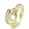 Brass Micro Pave Cubic Zirconia Cuff Ring, Belt Buckle Open Ring for Women, Cadmium Free & Lead Free, Long-Lasting Plated, Real 18K Gold Plated, Adjustable