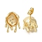 Brass Stud Earring Findings, with 925 Sterling Silver Needle, for Half Drilled Beads, Cadmium Free & Nickel Free & Lead Free, Real 18K Gold Plated, 17x12mm, Pin: 11.5x0.8mm