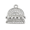 Brass Micro Pave Clear Cubic Zirconia Pendants, Cadmium Free & Nickel Free & Lead Free, Palace Charms, Platinum, 15.5x15.5x3.5mm, Hole: 1.5mm