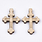 Wooden Pendants, Cross, Wheat, 33x21.5x4mm, Hole: 1.5mm
