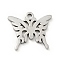 Non-Tarnish 304 Stainless Steel Pendants, Butterfly, Stainless Steel Color, 10.5x12x0.8mm, Hole: 1mm