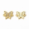 Brass Micro Pave Clear Cubic Zirconia Connector Charms, Cadmium Free & Nickel Free & Lead Free, Butterfly Links, Golden, 10.5x12x2mm, Hole: 1.4mm