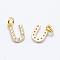 Brass Micro Pave Grade AAA Cubic Zirconia Charms, Letter U, Cadmium Free & Nickel Free & Lead Free, Real 18K Gold Plated, 9x6x1.5mm, Hole: 2mm