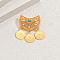 Bohemian Geometric Half Round Pins, Alloy Brooches for Backpack Clothes, with Plastic Pearl, Golden, 45x16mm