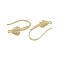 Rack Plating Brass Micro Pave Cubic Zirconia Earrings Hooks, with Vertical Loops, Heart, Lead Free & Cadmium Free, Real 18K Gold Plated, 20.5x13x1.5mm, Hole: 1mm, 20 Gauge, Pin: 0.8mm