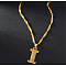 Brass Initial Pendant Necklaces, Golden, Letter I, 17.72 inch(45cm)