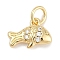 Brass Micro Pave Cubic Zirconia Pendants, Fish Charms, Long-Lasting Plated, Lead Free & Cadmium Free, Rack Plating, with Jump Ring, Real 18K Gold Plated, 7.5x11.5x3.5mm, Hole: 3mm