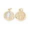 Brass Pendants, Cadmium Free & Lead Free, with Jump Ring, Flat Round with Flat Round with Cssml Ndsmd Cross God Father Religious Christianity, Real 18K Gold Plated & Platinum, Mixed Color, 18x15x3.5mm, Ring: 5x0.8mm, Hole: 3.3mm