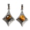 Natural Tiger Eye Pendants, Rack Plating Brass Star Charms, Platinum, Cadmium Free & Lead Free, 32x20x9mm, Hole: 8x5mm