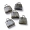 Natural Labradorite Brass Pendants, Platinum, Bag, 27.5x25x10mm, Hole: 6mm