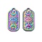 Ion Plating(IP) 304 Stainless Steel Pendants, Rectangle with Eye & Moon & Star Charm, Rainbow Color, 22.5x10.5x1.5mm, Hole: 2mm