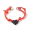 Polyester & Spandex Cord Bracelet Sets, with Resin Building Blocks Charms, Rectangle, Tomato, 12-5/8~13.54 inch(32.2~34.4cm), 2Pcs/set