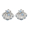 Brass Micro Pave Cubic Zirconia Charms, Cadmium Free & Nickel Free & Lead Free, Shell Shape Charms, Platinum, 14x14.5x3.5mm, Hole: 1.4mm