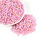6/0 Glass Seed Beads, Round Hole, Rondelle, Golden Metal Enlaced, Pearl Pink, 4~4.5x3~3.5mm, Hole: 1.2~1.4mm, about 6430pcs/pound