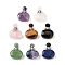 Natural Mixed Stone Perfume Bottle Pendants, with 304 Stainless Steel Findings, Faceted, Oval Charms, Stainless Steel Color, 32~33x25~26x10.5~11.5mm, Hole: 1.9mm