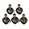 Natural Smoky Quartz Pendants, Openable Perfume Bottle, with Golden Tone Brass Findings, Heart, 33~34.5x22.5x12.5~13.5mm, Hole: 1.8mm, Bottle Capacity: 1ml(0.034 fl. oz)