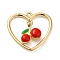 Alloy Pendants, with Enamel, Heart with Cherry Charm, Golden, 21.5x23x6mm, Hole: 1.6mm