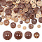 200Pcs 4 Style 2-Hole Flat Round Coconut Buttons, Coconut Brown, 10~20x2~3.5mm, Hole: 1~2mm, 50pcs/style