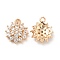 Brass Micro Pave Clear Cubic Zirconia Pendants, Cadmium Free & Nickel Free & Lead Free, Flower Charms, Light Gold, 14.5x12.5x4.5mm, Hole: 1.4mm