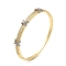 Rack Plating Brass Hinged Bangles with Cubic Zirconia, Long-Lasting Plated, Cadmium Free & Lead Free, Real 18K Gold Plated, Inner Diameter: 2~2-1/4 inch(5.1~5.8cm)