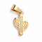 304 Stainless Steel Pendants, Cactus, Golden, 19x11x2mm, Hole: 3x7mm