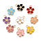 Eco-Friendly Zinc Alloy Pendants, with Enamel, Cadmium Free & Nickel Free & Lead Free, 5- Petal Flower, Light Gold, Mixed Color, 16x13x3mm, Hole: 1.8mm