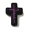 Silicone Beads, Cross with Word Jesus, Black, 30x22x8mm, Hole: 2.5mm