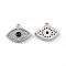 Brass Micro Pave Clear & Marine Blue Cubic Zirconia Charms, Cadmium Free & Nickel Free & Lead Free, Eye, Platinum, 8x10.5x1.5mm, Hole: 1mm