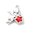 Alloy Pendants, Angel with Heart, with Resin, Rack Plating, Platinum, Red, 27x22x6.5mm, Hole: 2mm
