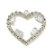 Brass Rhinestone Pendants, Cadmium Free & Lead Free, Heart Charms, Silver, 22.5x24.5x3mm, Hole: 1.5mm