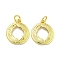 Rack Plating Brass Pendants, Long-Lasting Plated, Cadmium Free & Lead Free, Flat Round with Wing, Real 18K Gold Plated, 17x15x1mm, Hole: 3.5mm